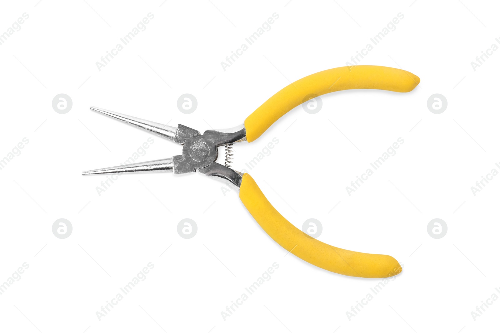 Photo of New round nose pliers isolated on white, top view