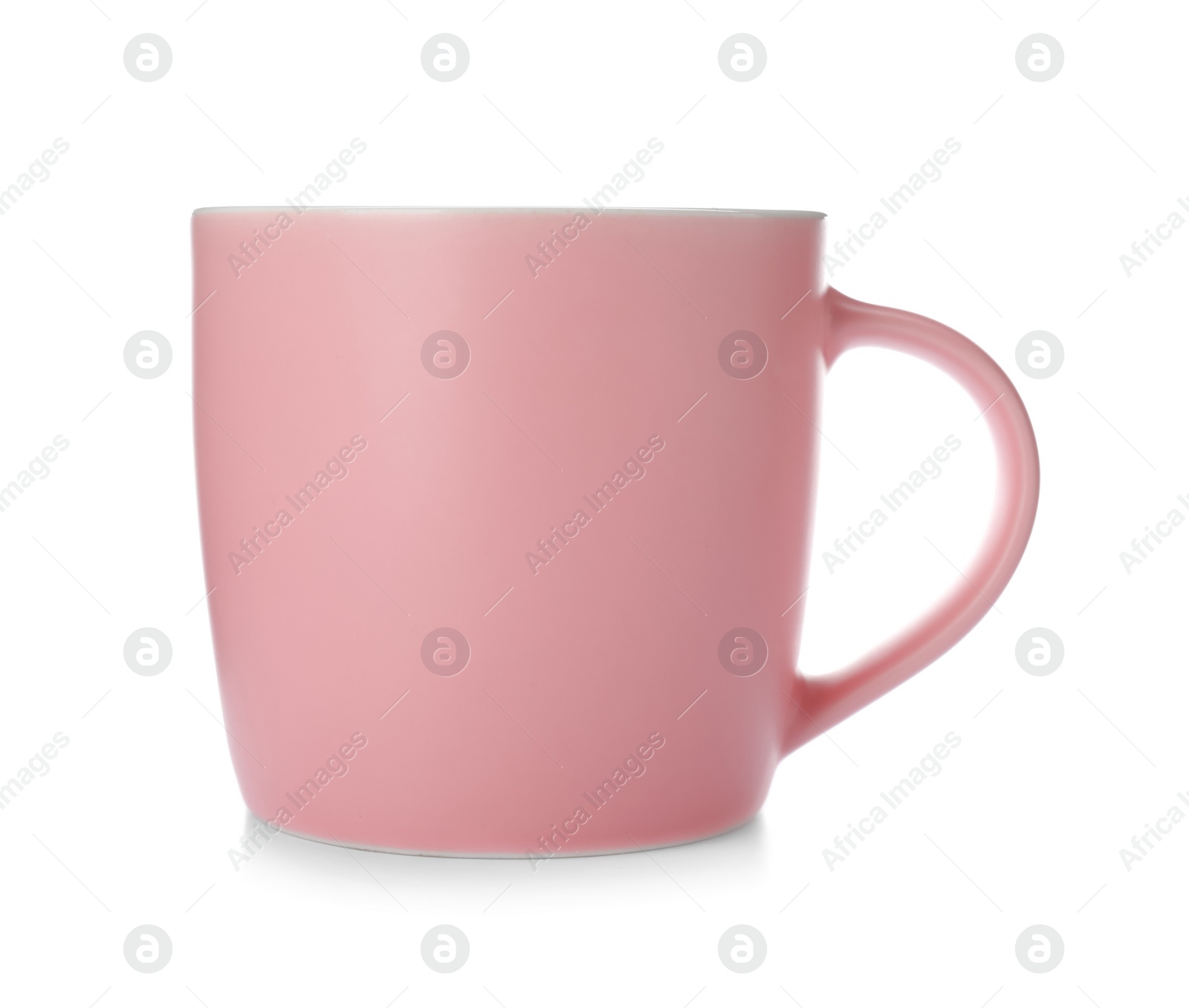 Photo of Pink ceramic cup isolated on white