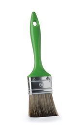 Photo of New paint brush on white background. Decorating tool