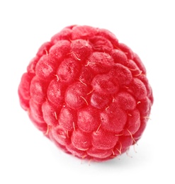 Photo of Delicious fresh ripe raspberry on white background