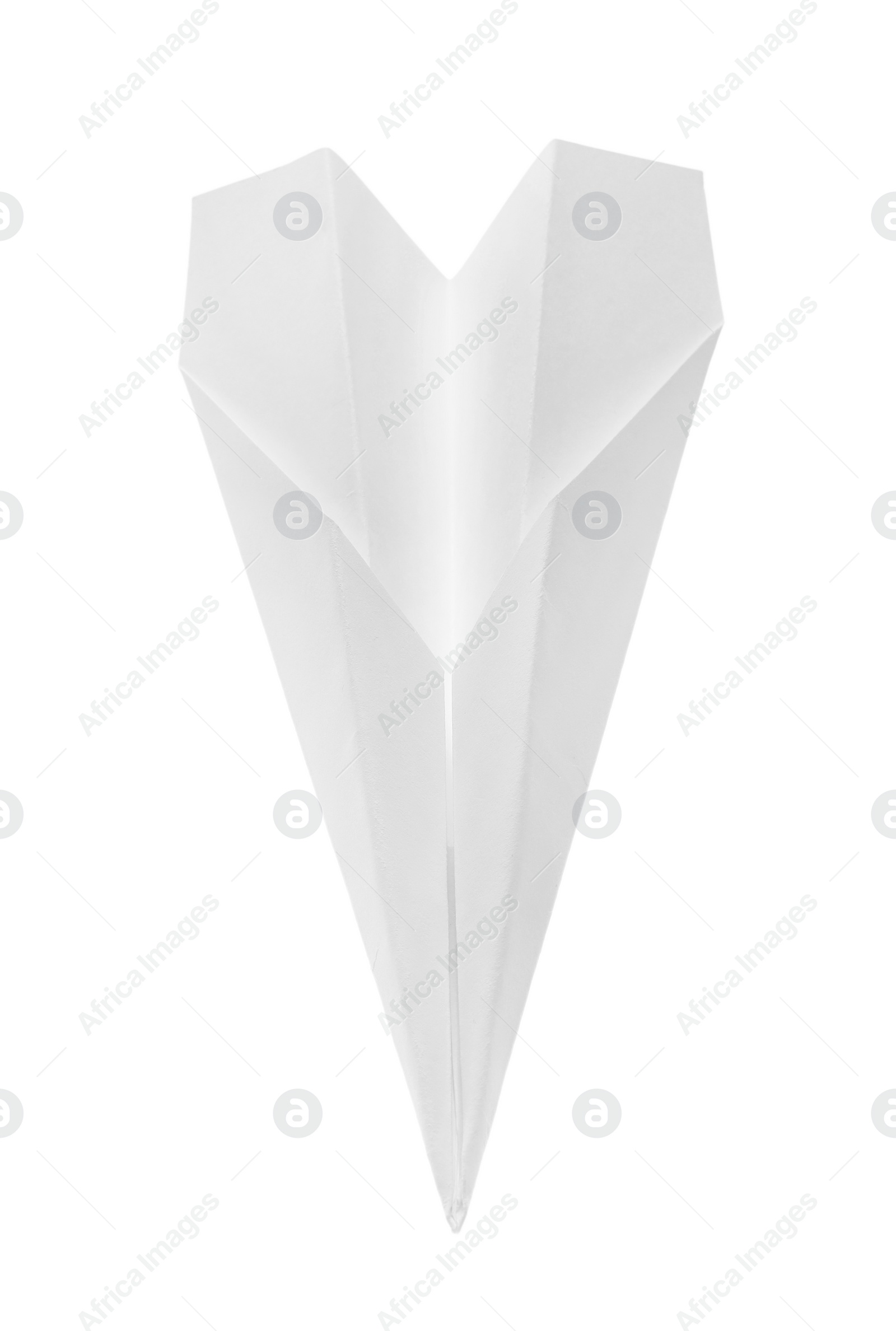 Photo of One handmade paper plane isolated on white