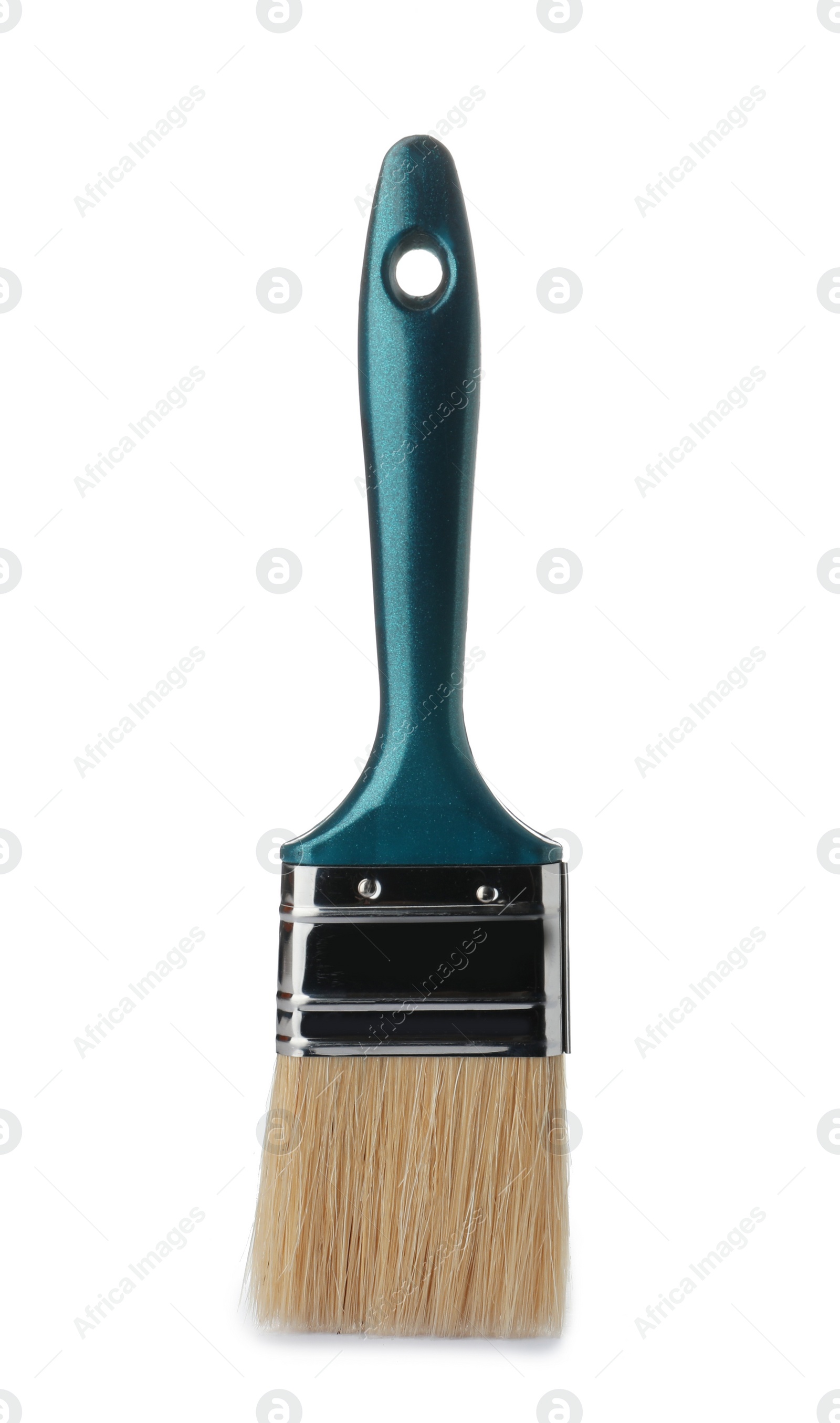 Photo of New paint brush on white background. Decorating tool