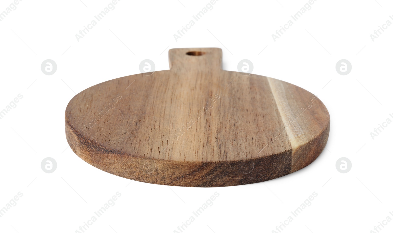 Photo of One wooden cutting board isolated on white