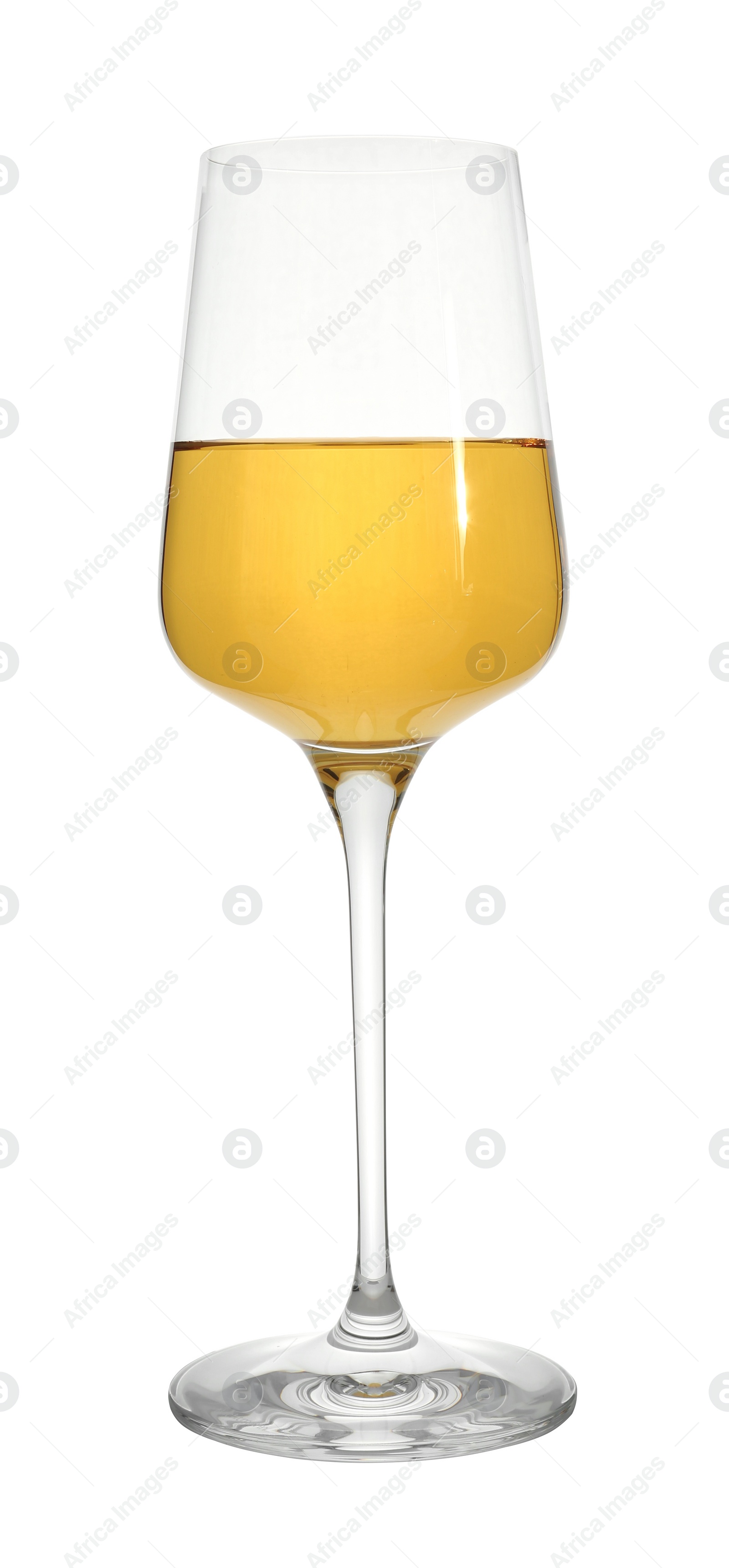 Photo of Glass of tasty wine isolated on white