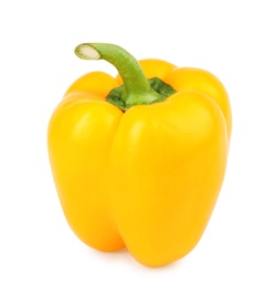 Photo of Ripe yellow bell pepper isolated on white