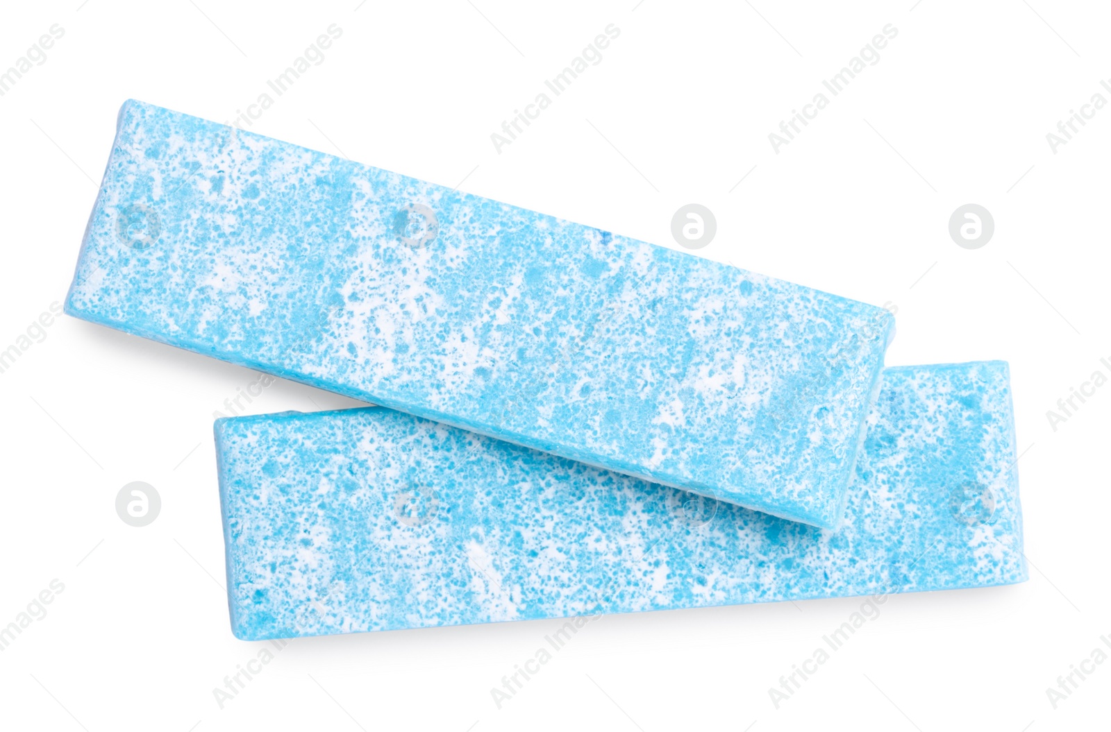 Photo of Sticks of tasty bubble gums isolated on white, top view