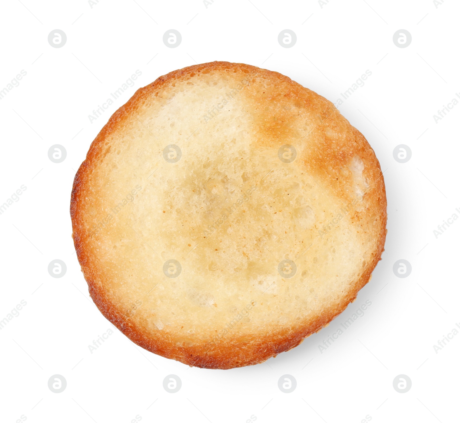 Photo of Half of grilled burger bun isolated on white, top view