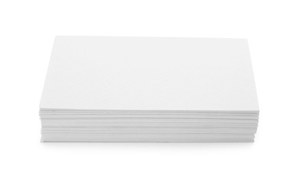 Photo of Blank business cards isolated on white. Mockup for design