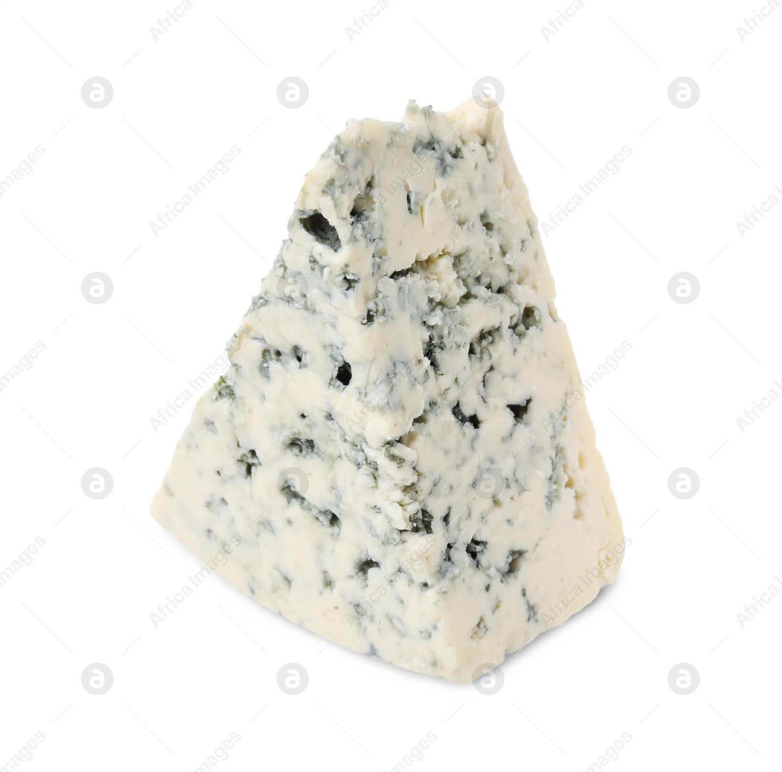 Photo of Piece of delicious blue cheese isolated on white