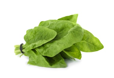 Bundle of fresh spinach isolated on white