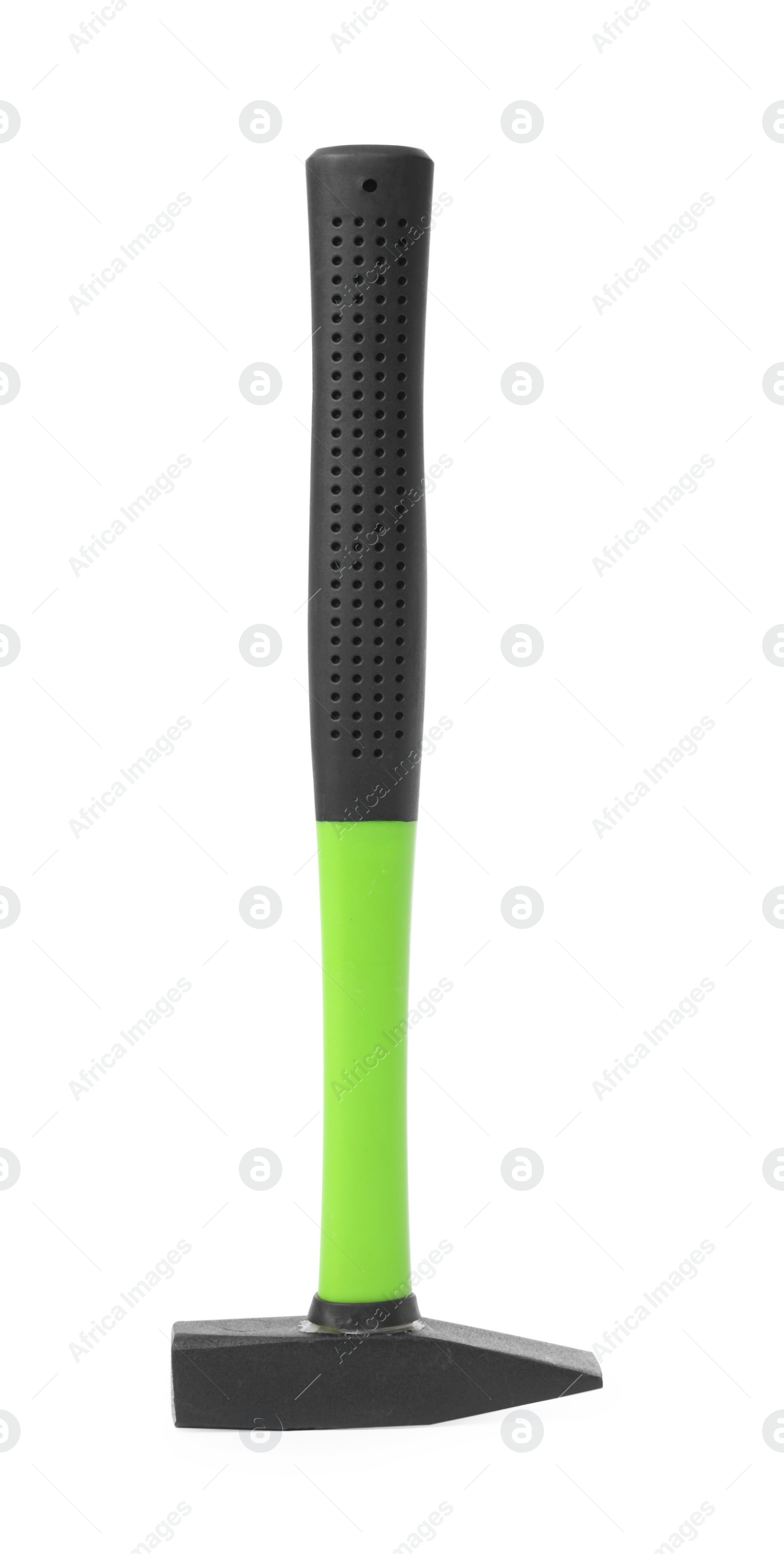 Photo of New hammer with rubber handle isolated on white