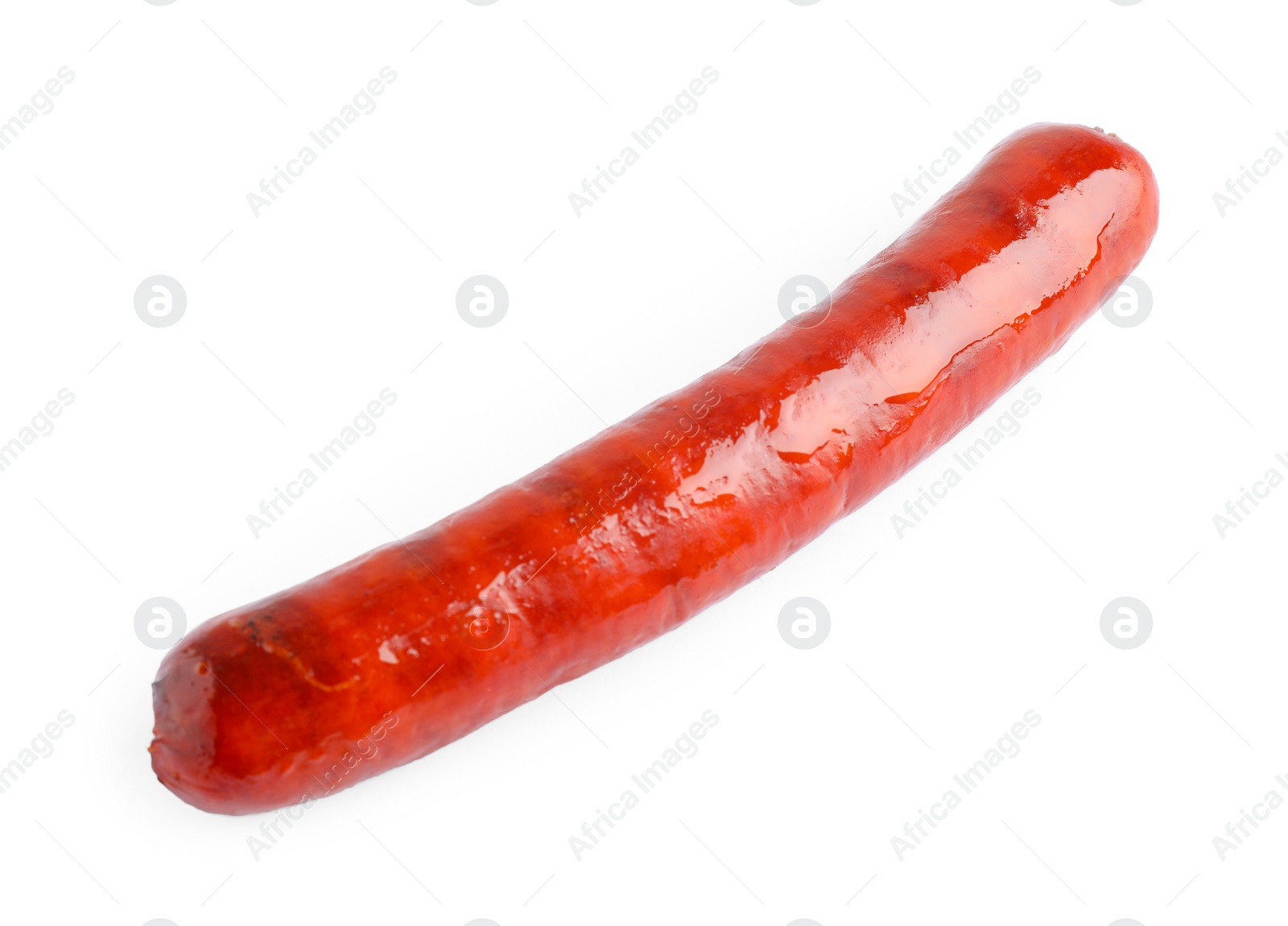 Photo of Delicious grilled sausage on white background. Barbecue food