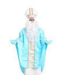 Photo of Portrait of Saint Nicholas on white background