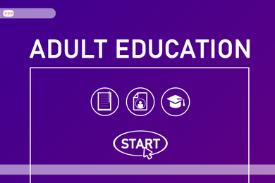 Adult education. Interface of website or application for online learning