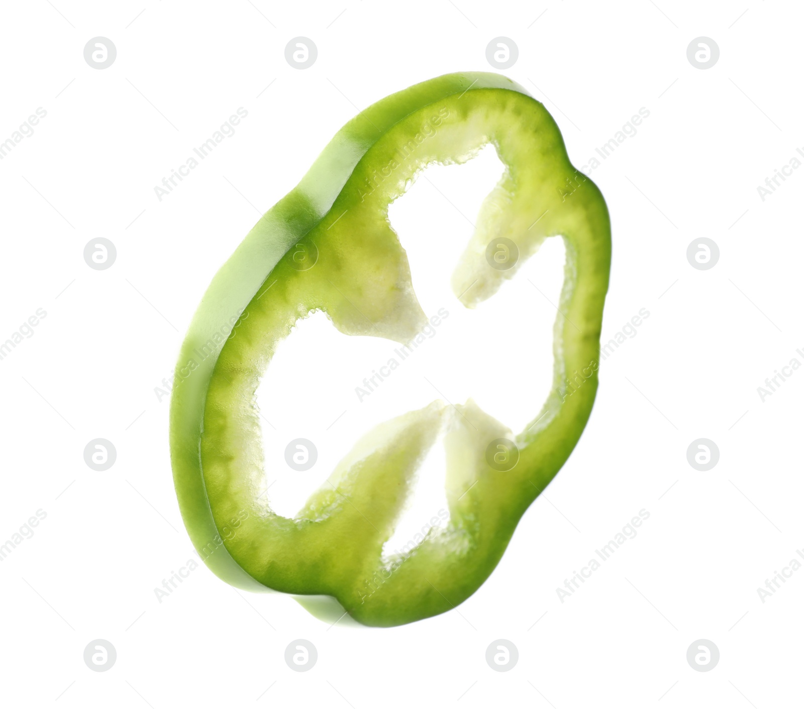 Photo of Cut fresh bell pepper on white background