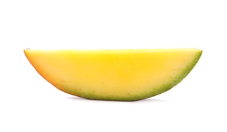 Photo of Fresh juicy mango slice isolated on white