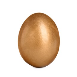 One shiny golden egg on white background