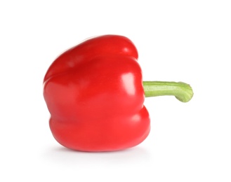 Photo of Tasty ripe red bell pepper on white background