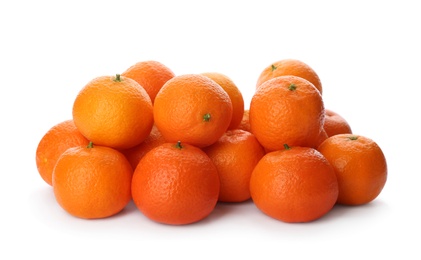 Fresh tangerines on white background. Citrus fruit