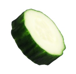 Slice of fresh cucumber isolated on white