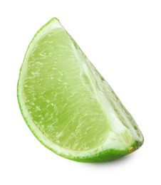 Slice of fresh green ripe lime isolated on white