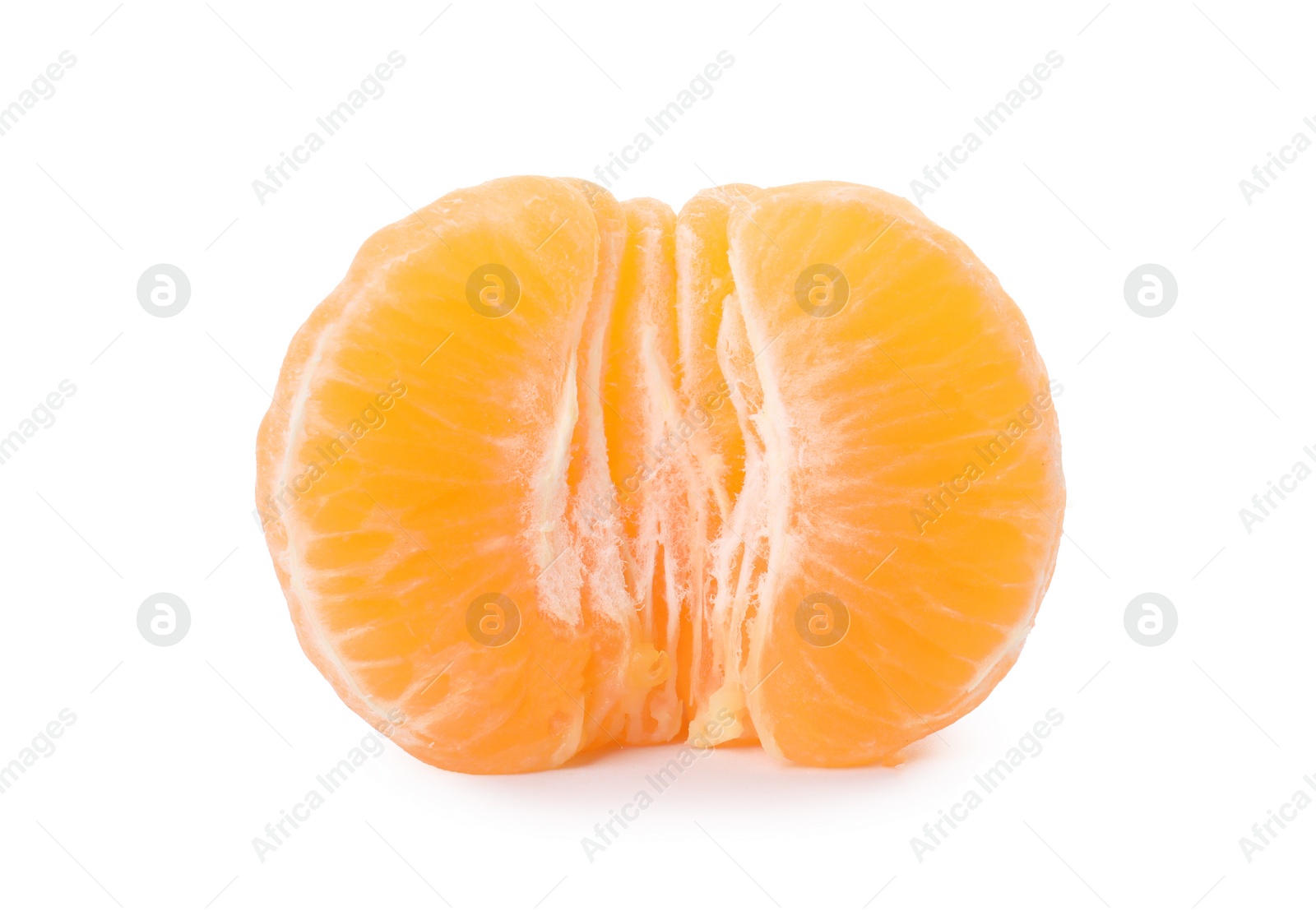 Photo of Half of fresh ripe tangerine on white background