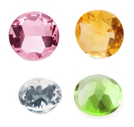 Image of Set of beautiful gemstones on white background