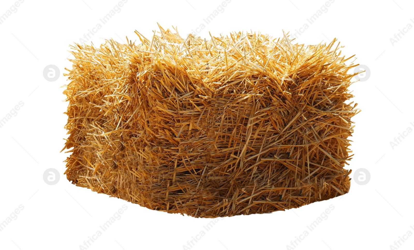 Image of Dried hay bale isolated on white. Agriculture industry