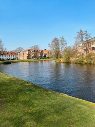Photo of Picturesque view of beautiful city canal on sunny spring day
