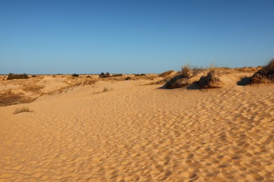 Picturesque view of desert on sunny day