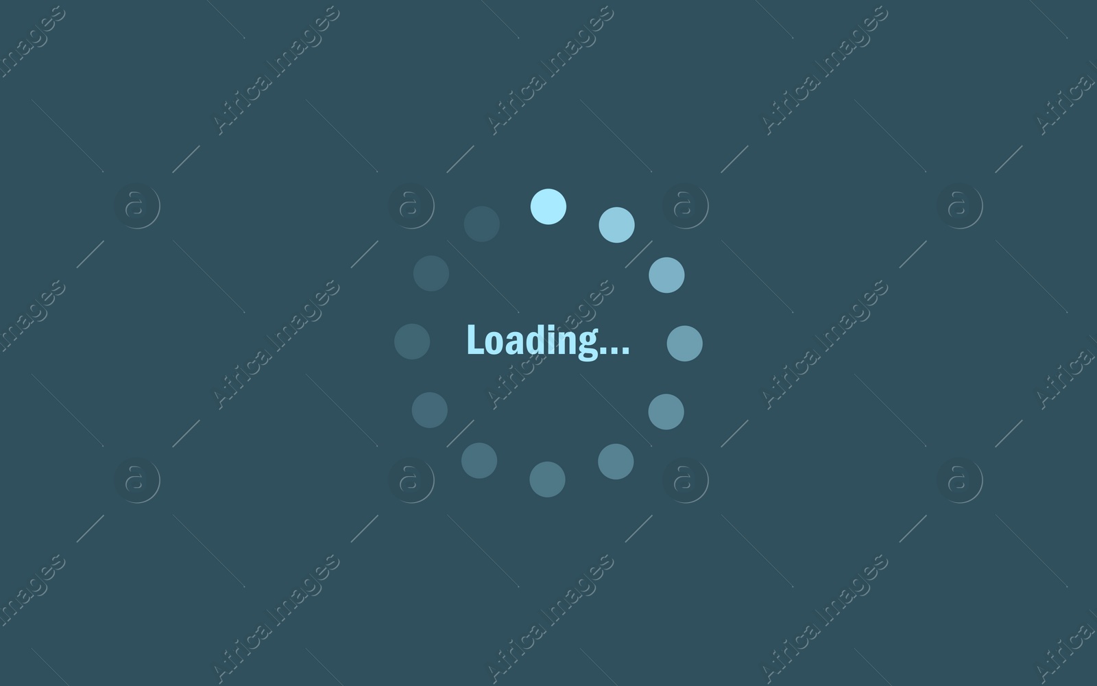Image of Loading process screen. Illustration on teal background