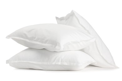 Photo of Many new soft pillows isolated on white