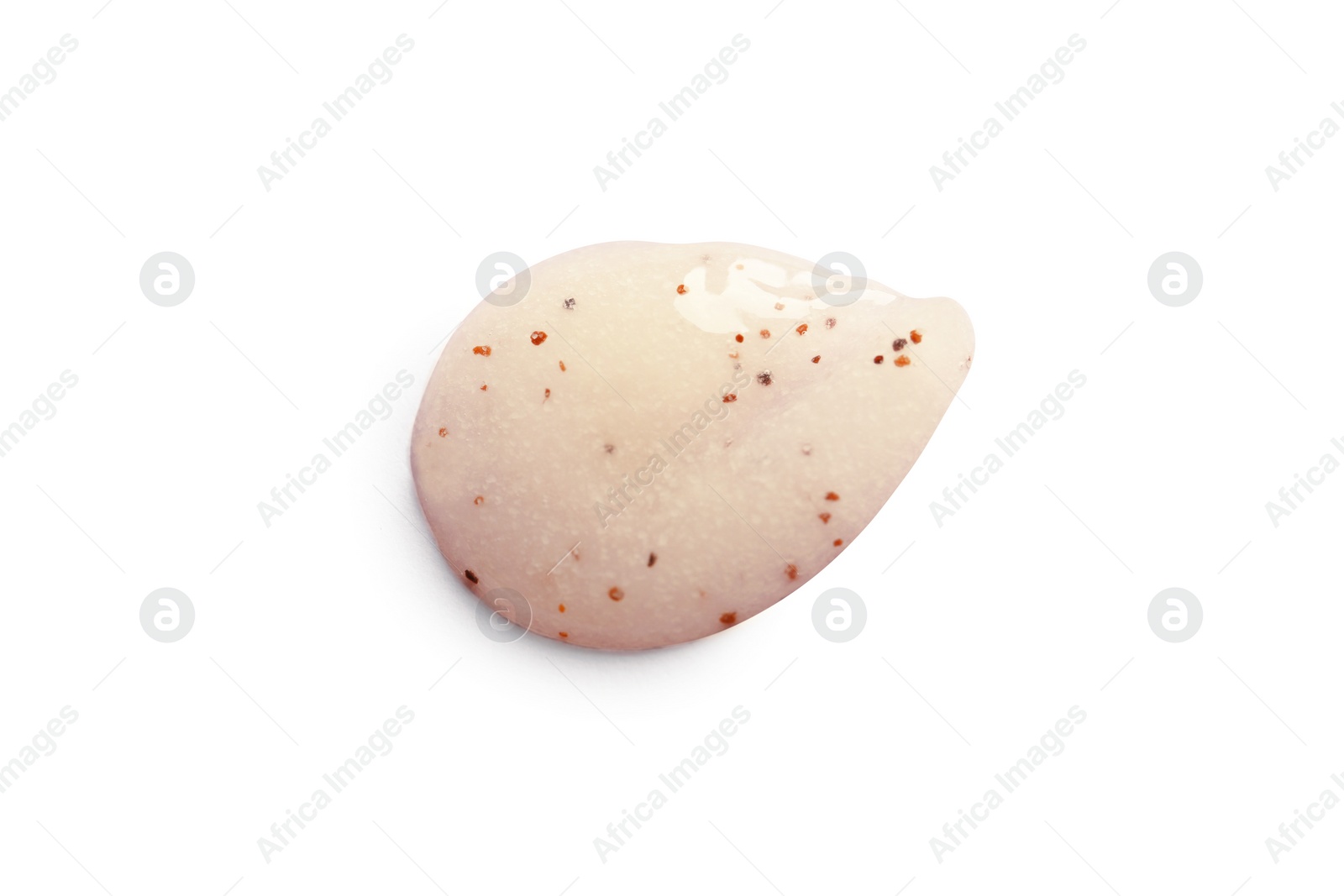 Photo of Sample of face scrub on pink background, top view