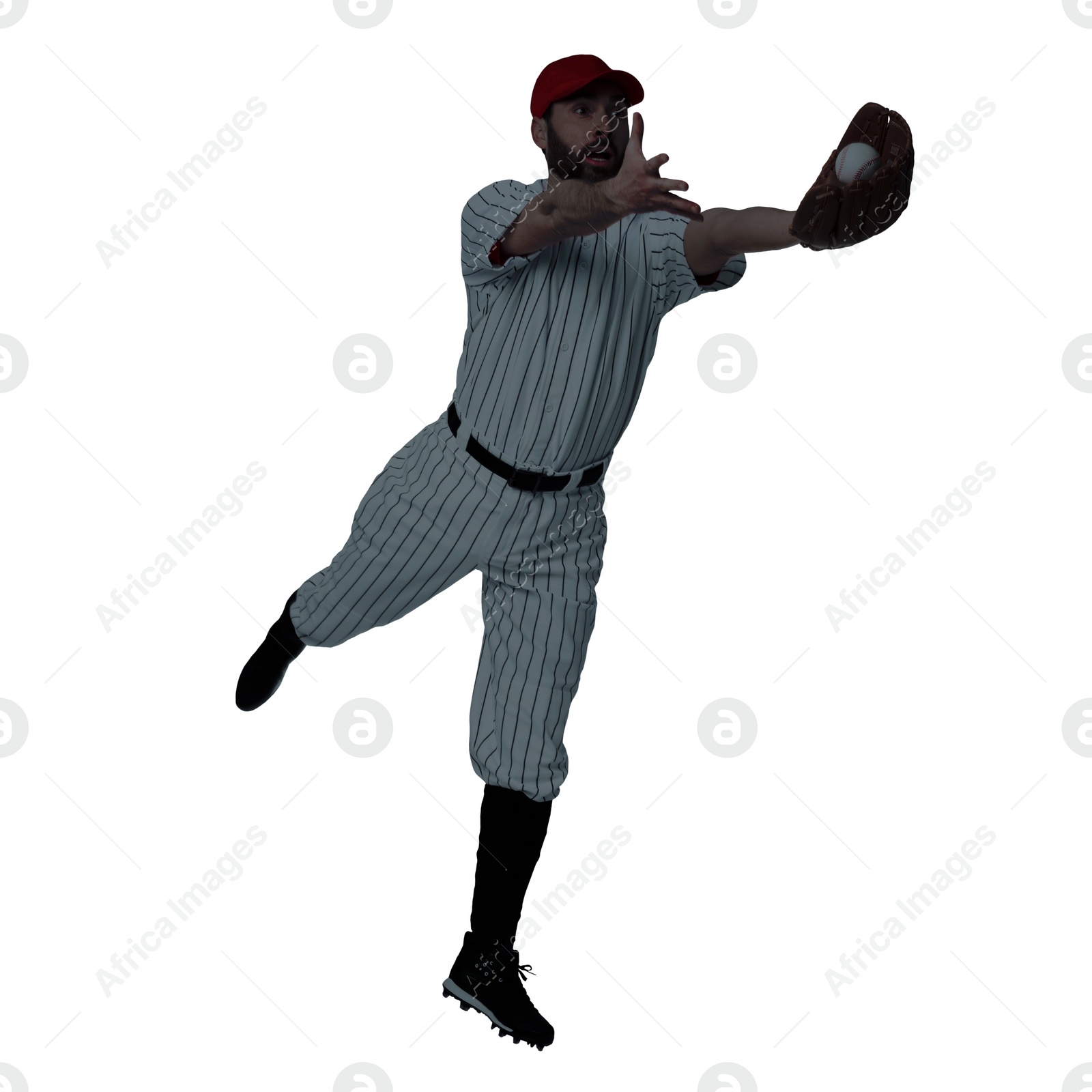 Image of Silhouette of baseball player on white background