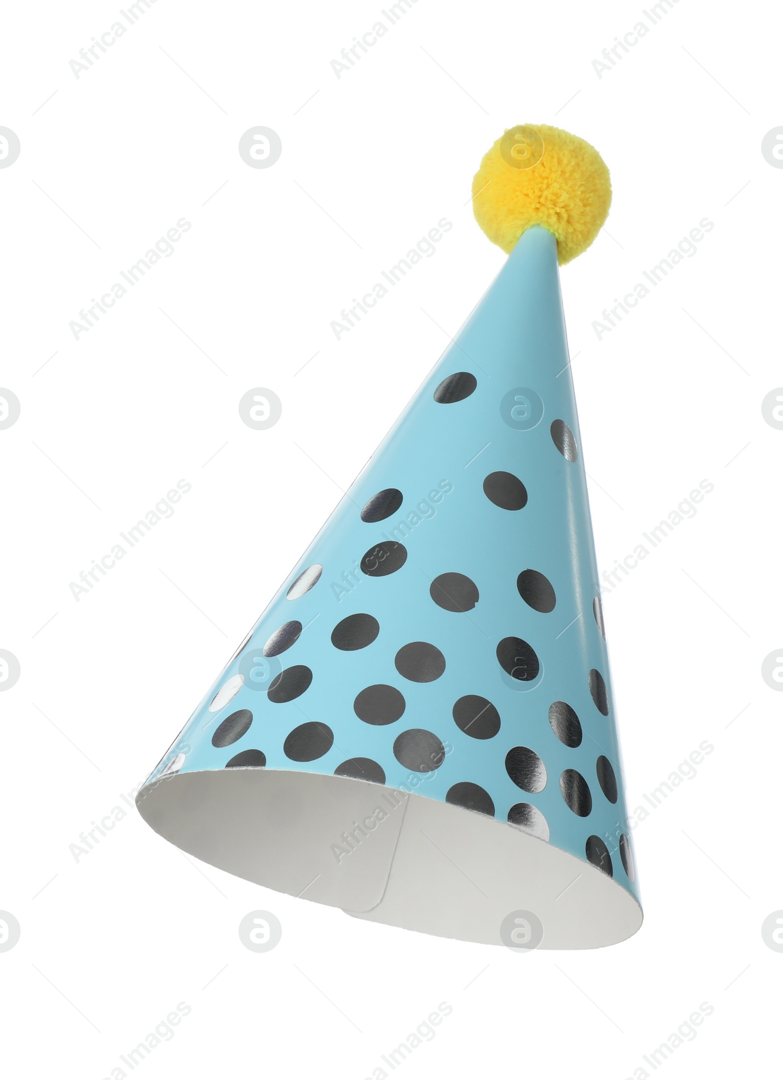 Photo of One blue party hat isolated on white