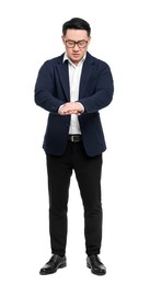 Photo of Businessman in suit posing on white background