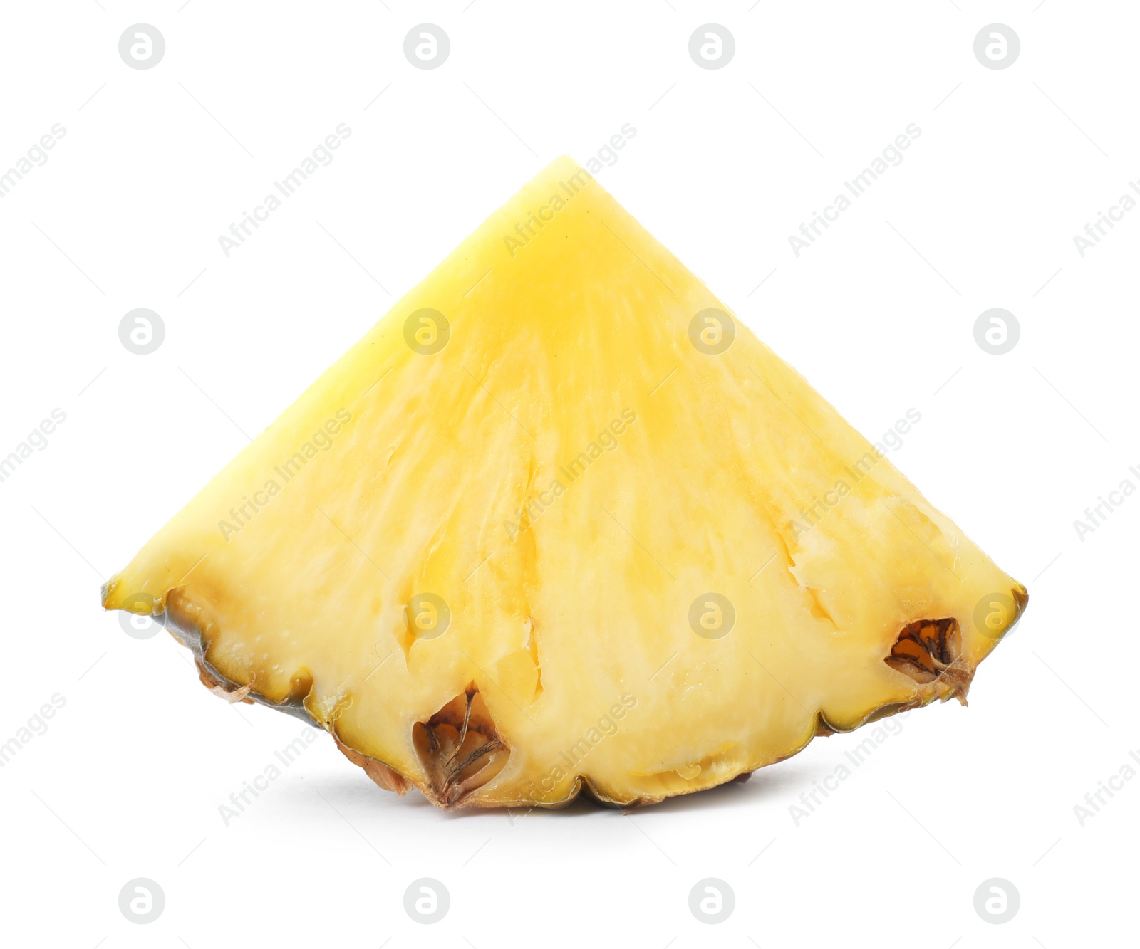 Photo of Slice of tasty juicy pineapple on white background