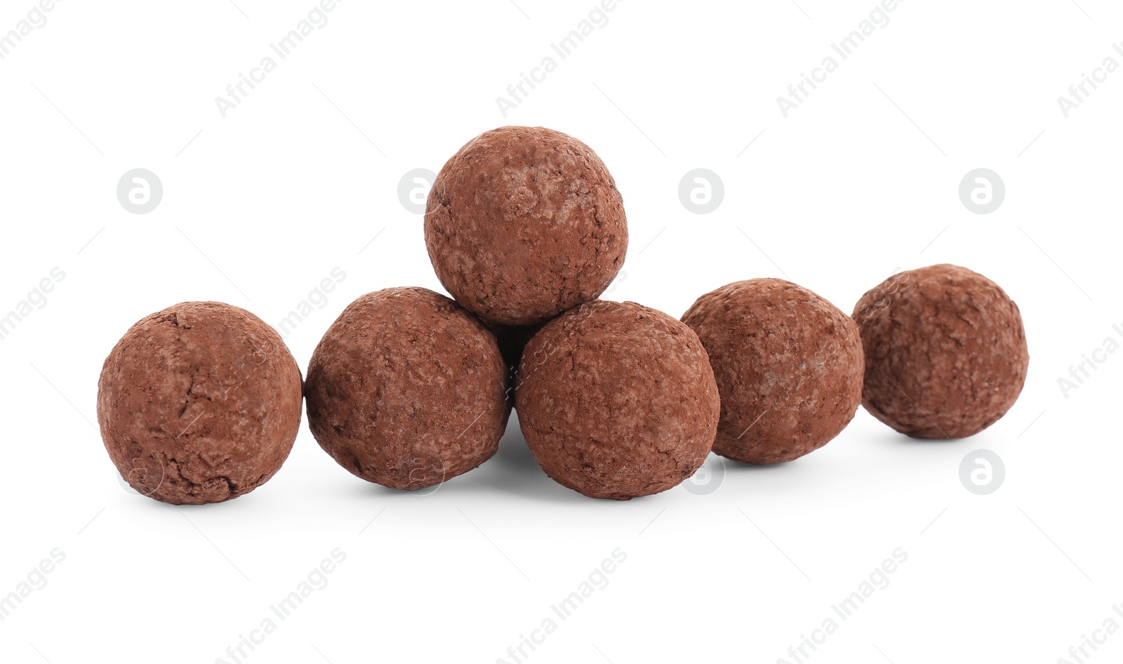 Photo of Tasty sweet chocolate candies isolated on white