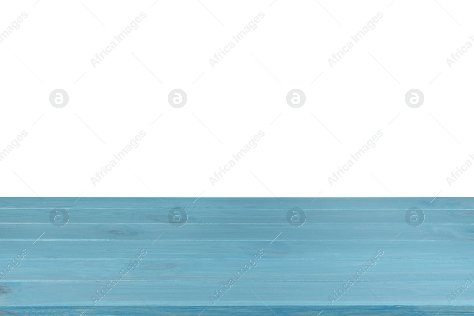 Photo of Empty light blue wooden surface isolated on white