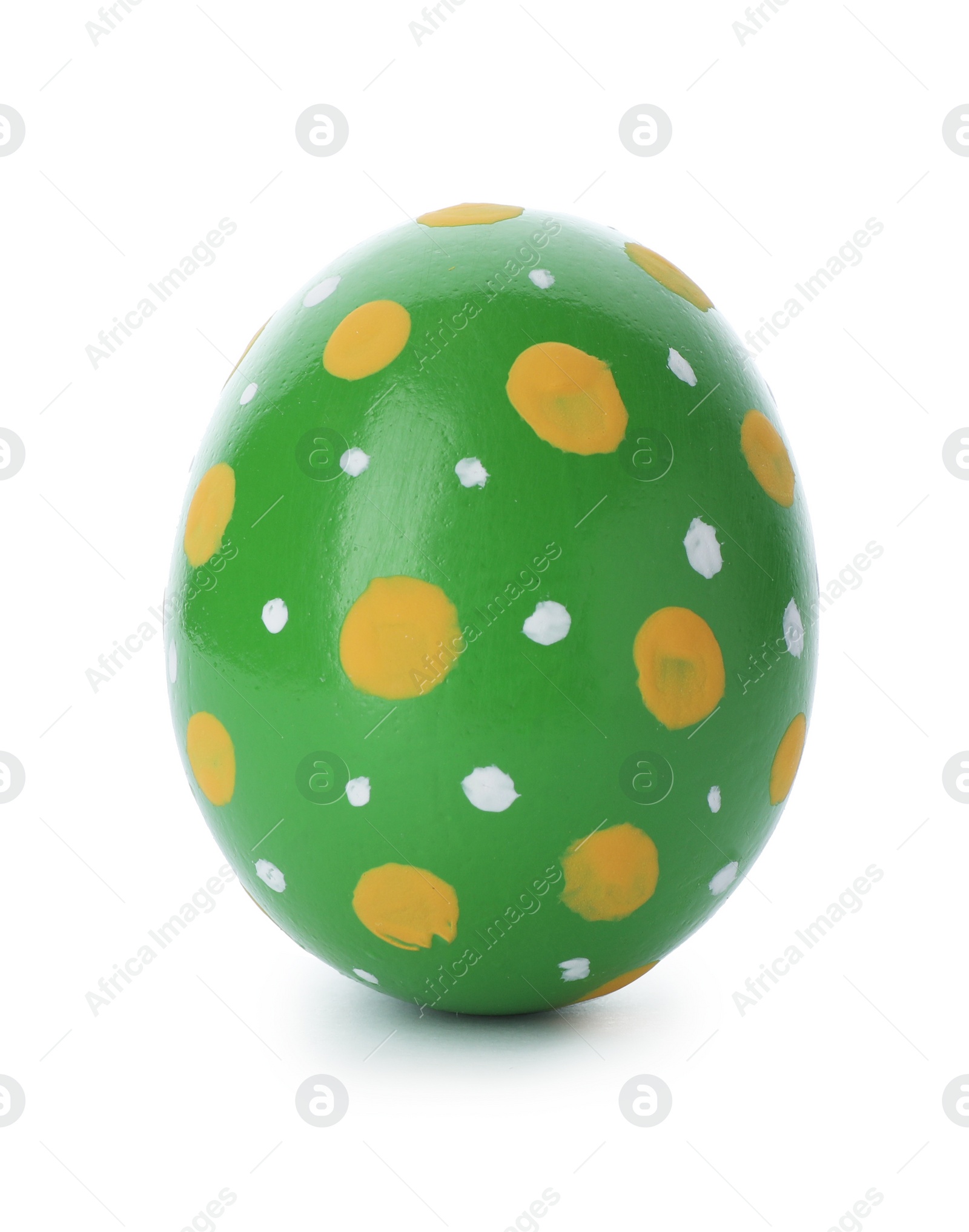 Photo of Decorated Easter egg on white background. Festive tradition