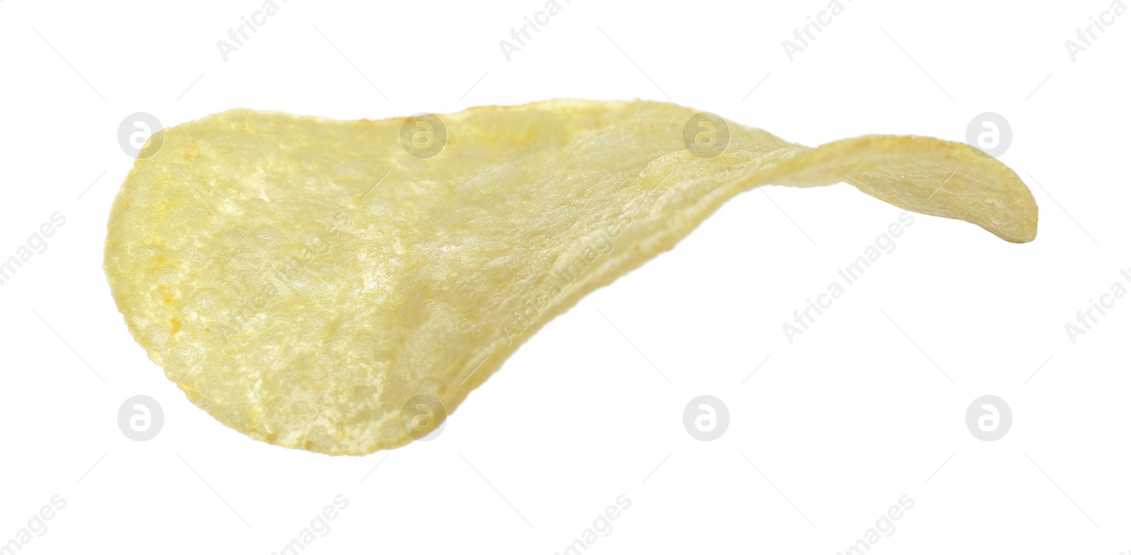 Photo of One tasty potato chip isolated on white