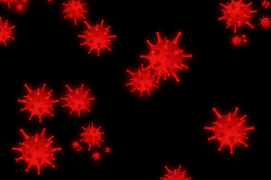 Image of Abstract illustration of virus on black background