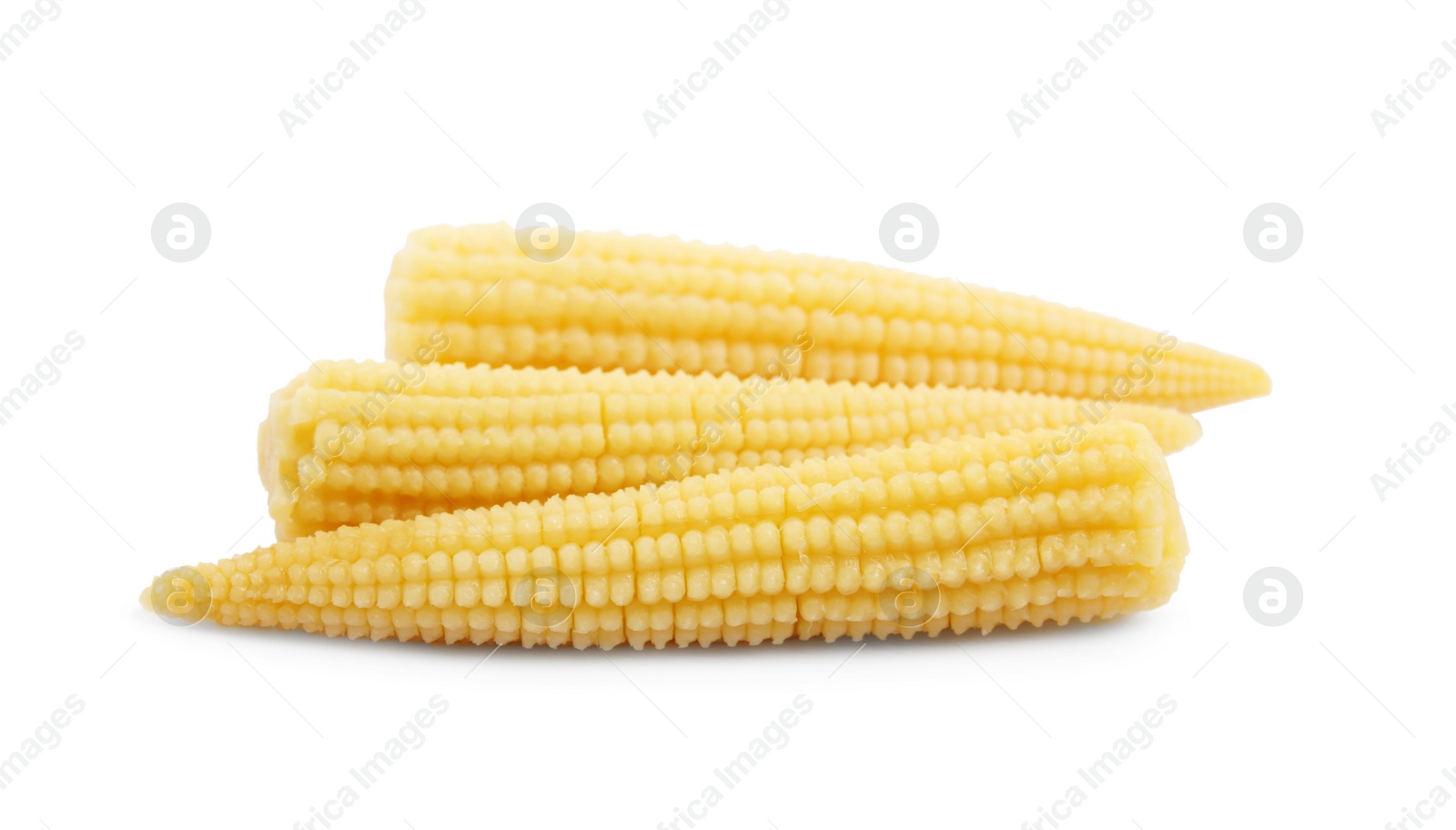 Photo of Fresh baby corn cobs on white background