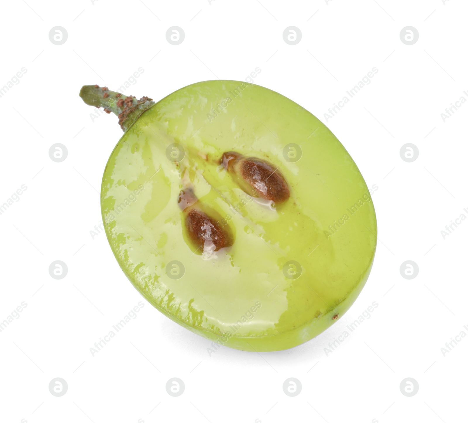 Photo of Half of delicious ripe green grape isolated on white