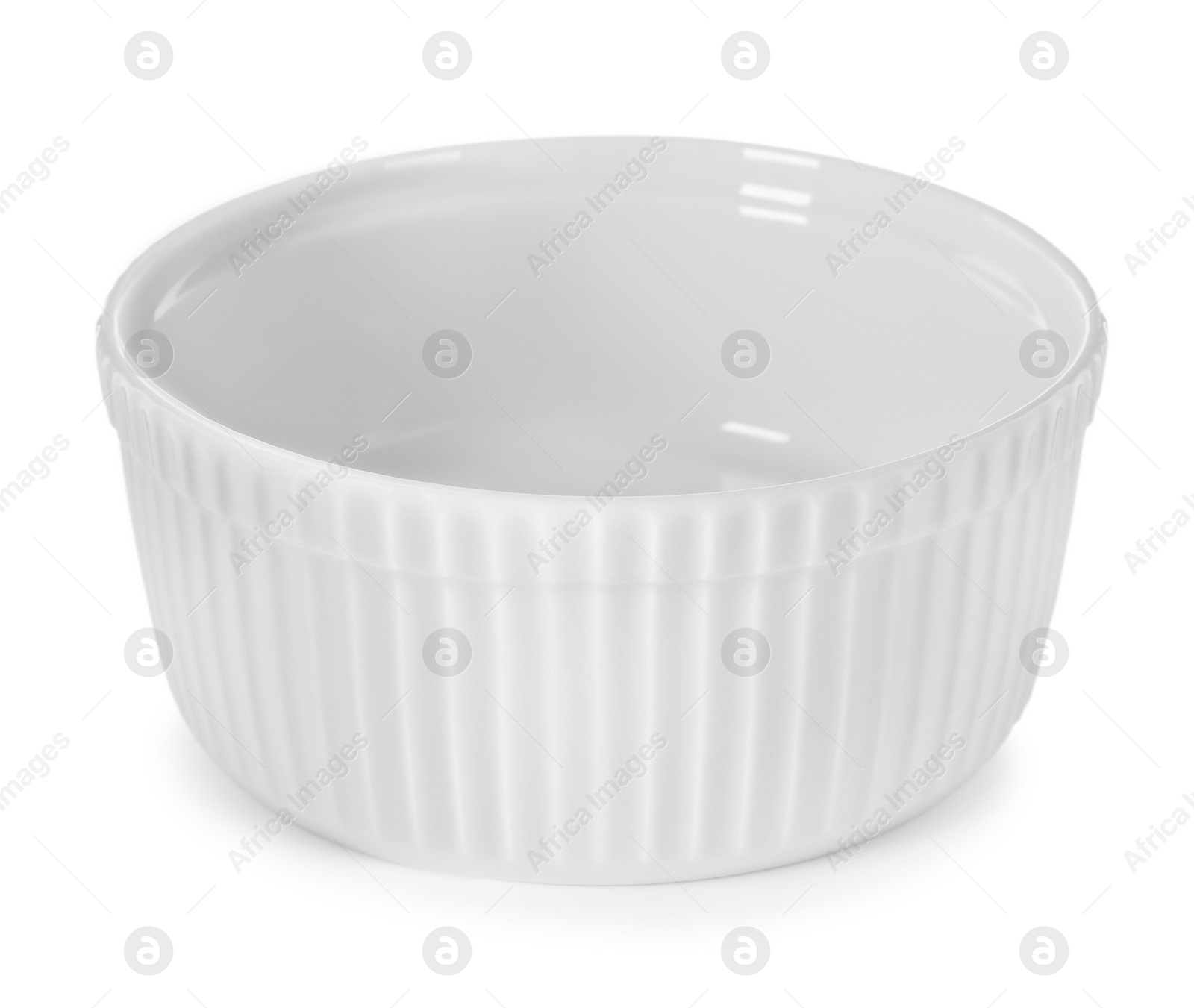 Photo of New ceramic bowl isolated on white. Tableware