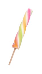 Delicious ice pop on white background, top view. Fruit popsicle