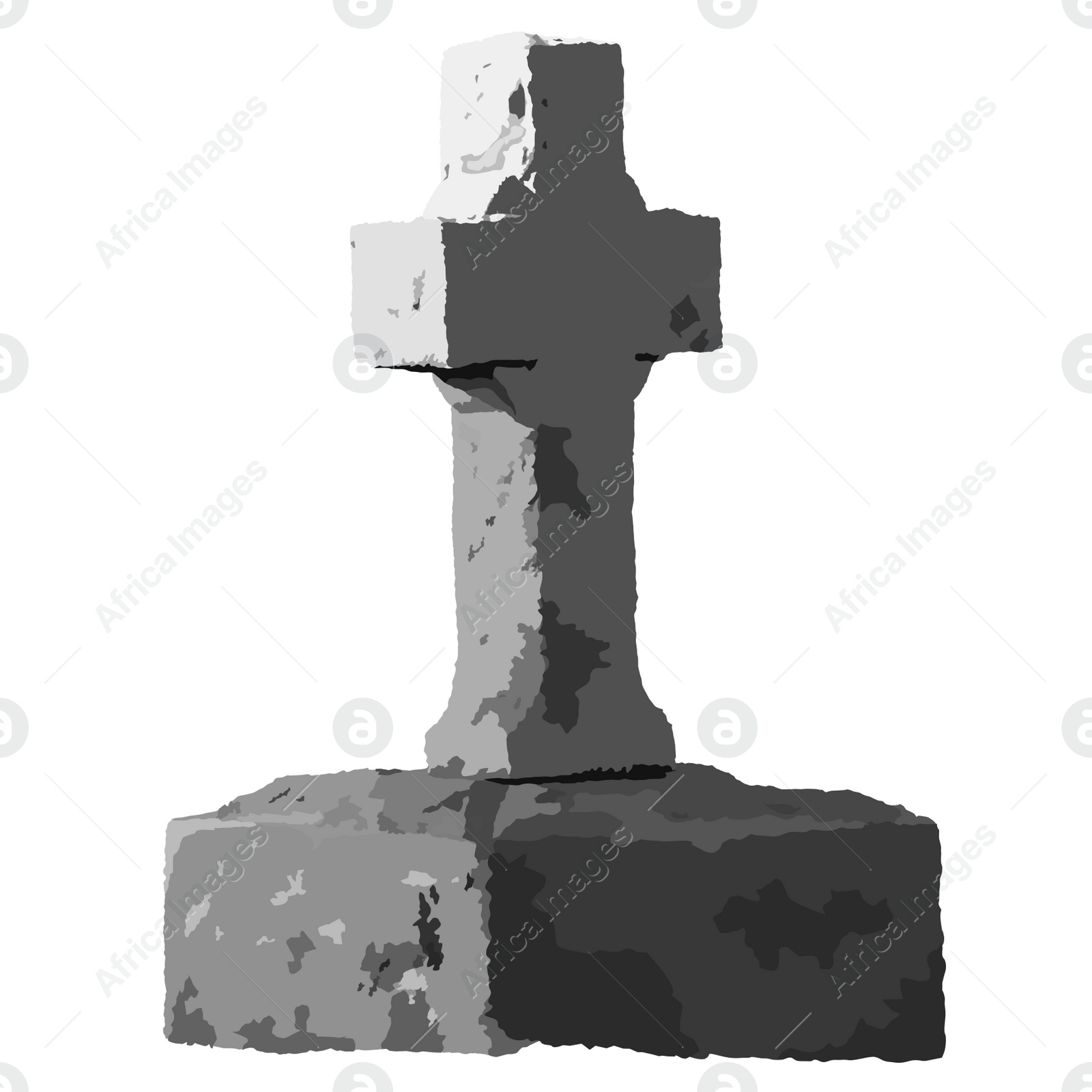 Image of Old creepy headstone illustration on white background