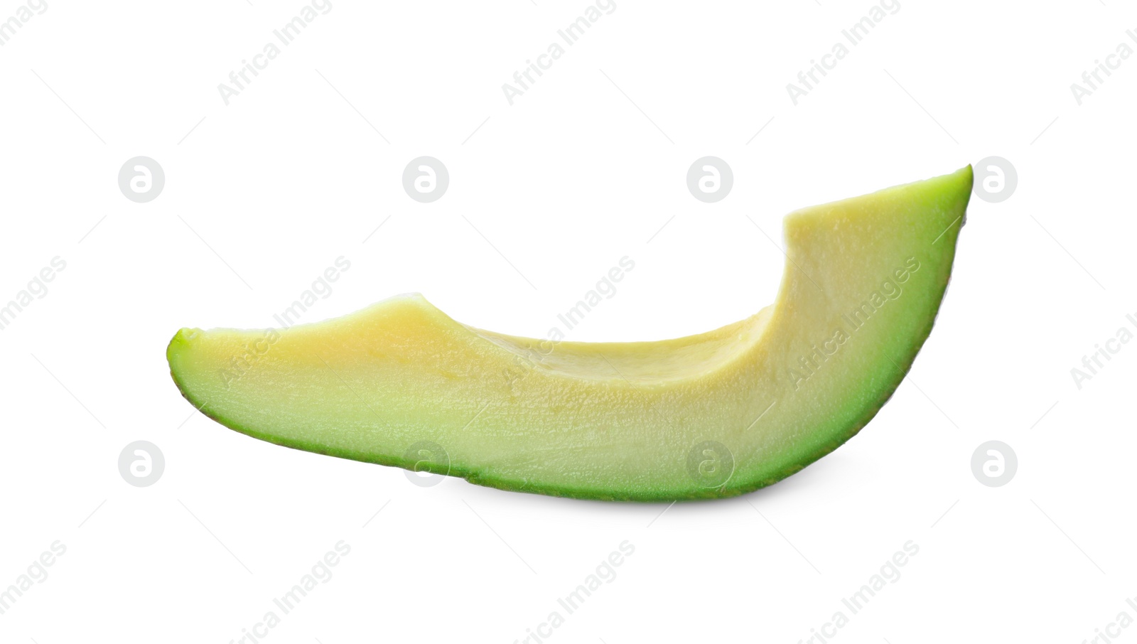 Photo of Slice of ripe avocado isolated on white