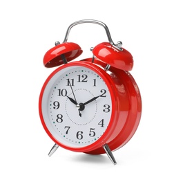 Photo of Alarm clock on white background. Time concept