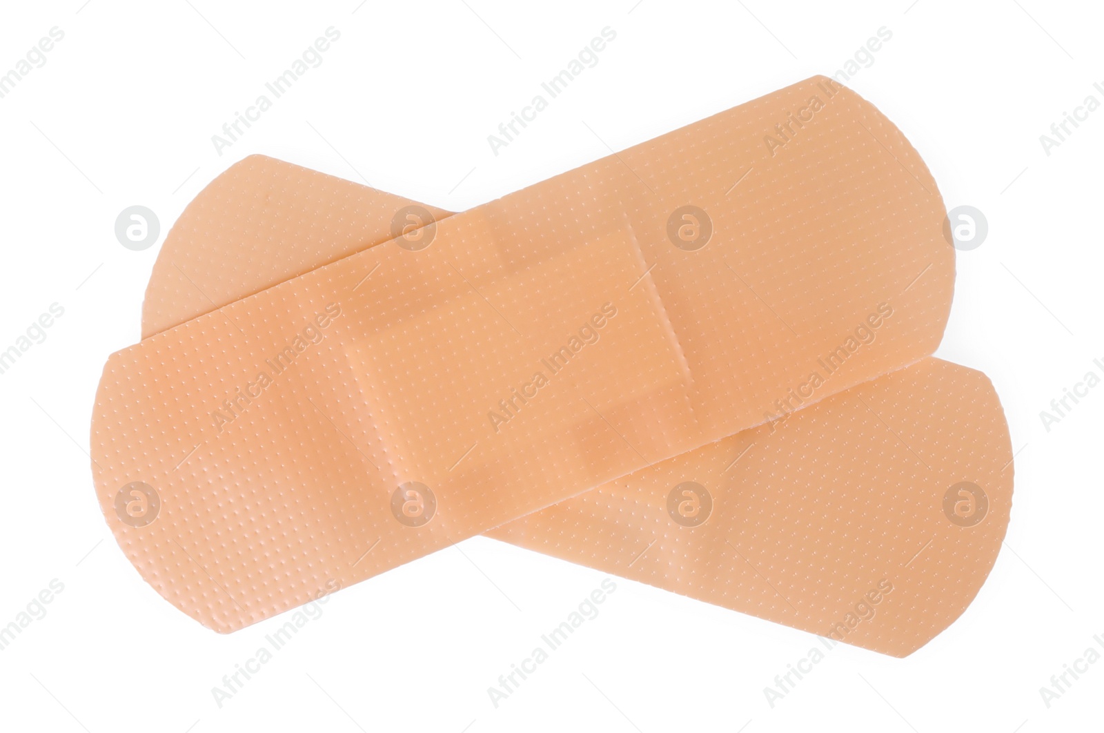 Medical adhesive bandages isolated on white, top view Photo of Medical adhesive bandages isolated on white, top view